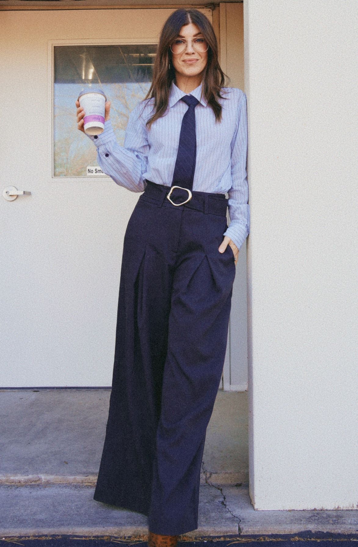 Wide Leg Pleated Trousers