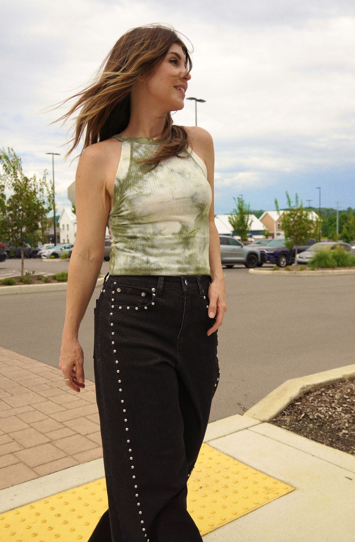 Retro Tie Dye Ribbed Tank