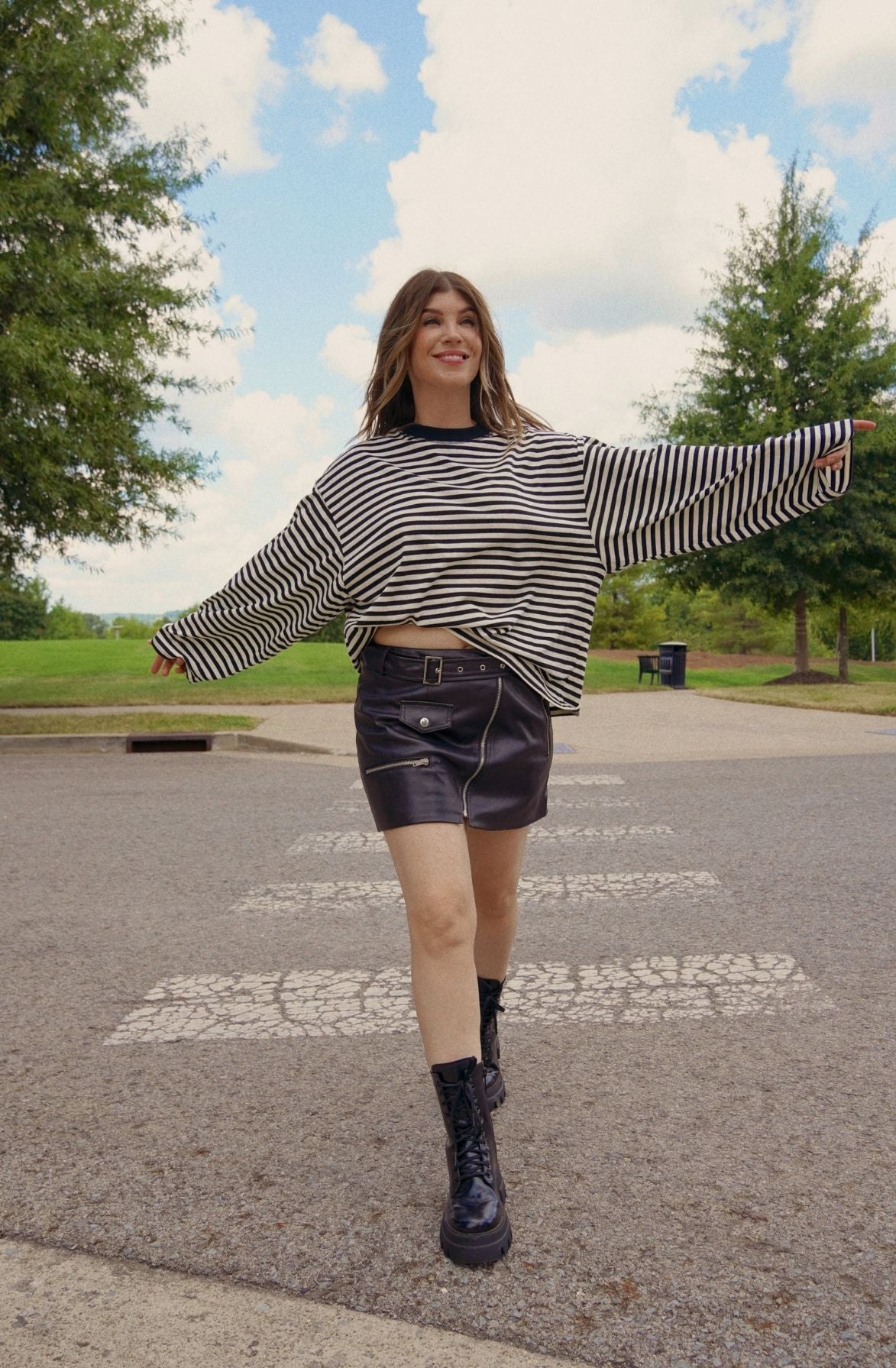 Oversized Stripe Long Sleeve Top