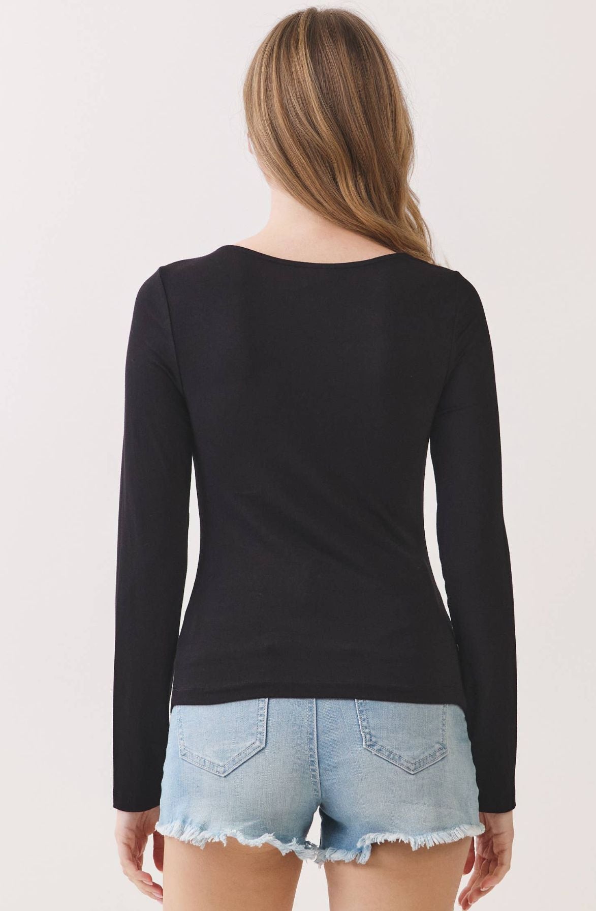 Black Cutout Long Sleeve Top