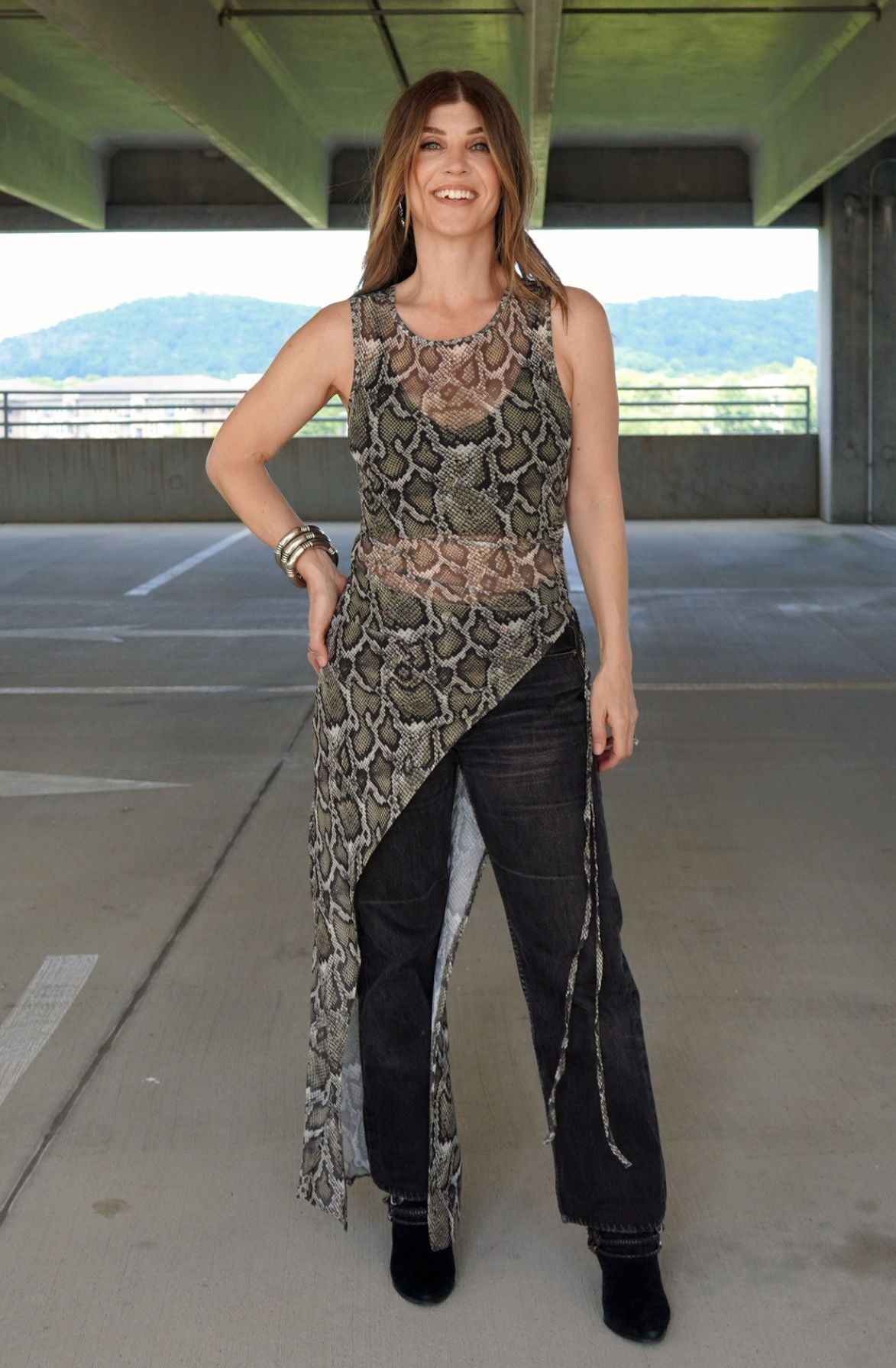 Snakeskin Sheer Maxi Top
