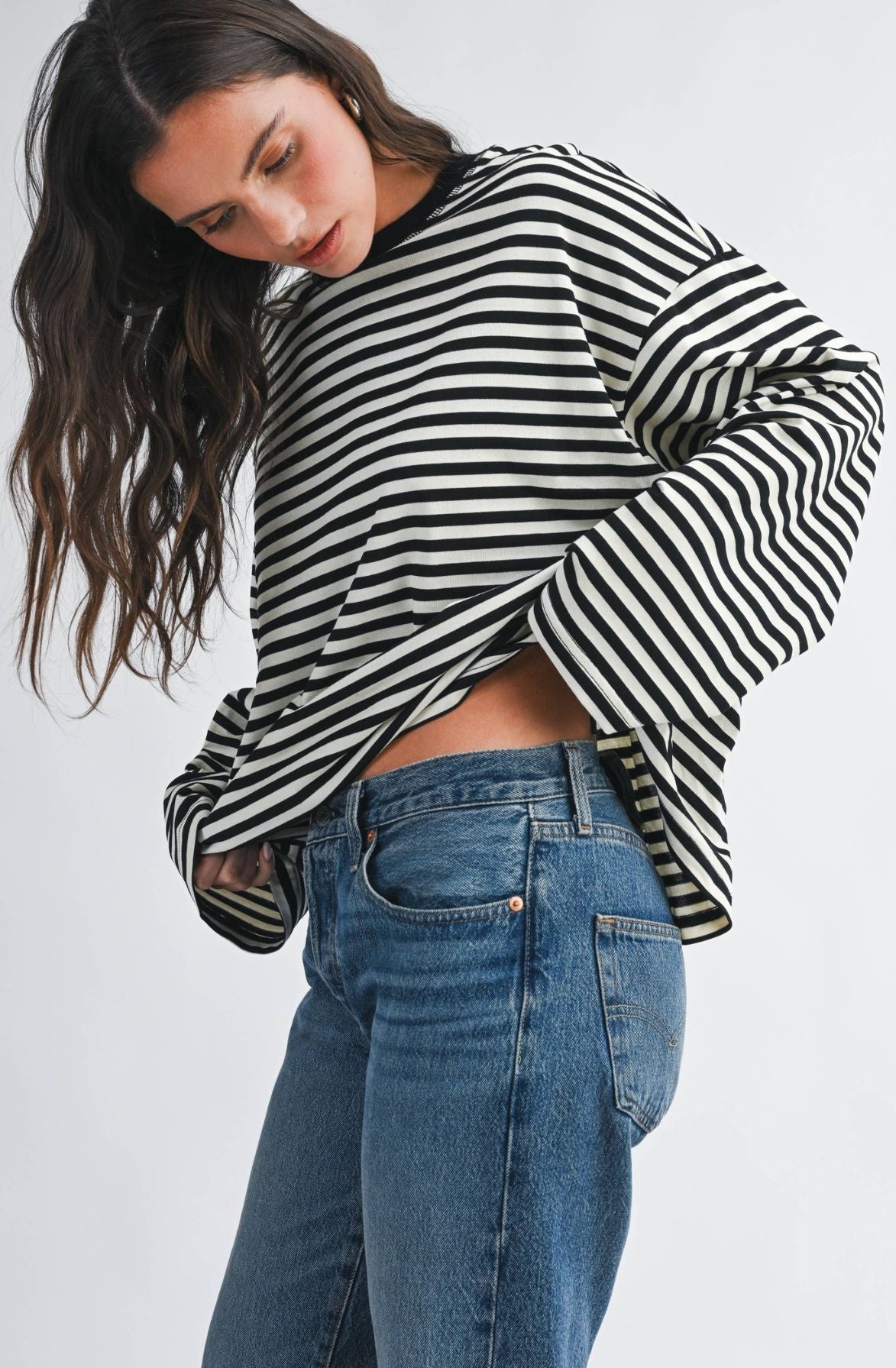 Oversized Stripe Long Sleeve Top