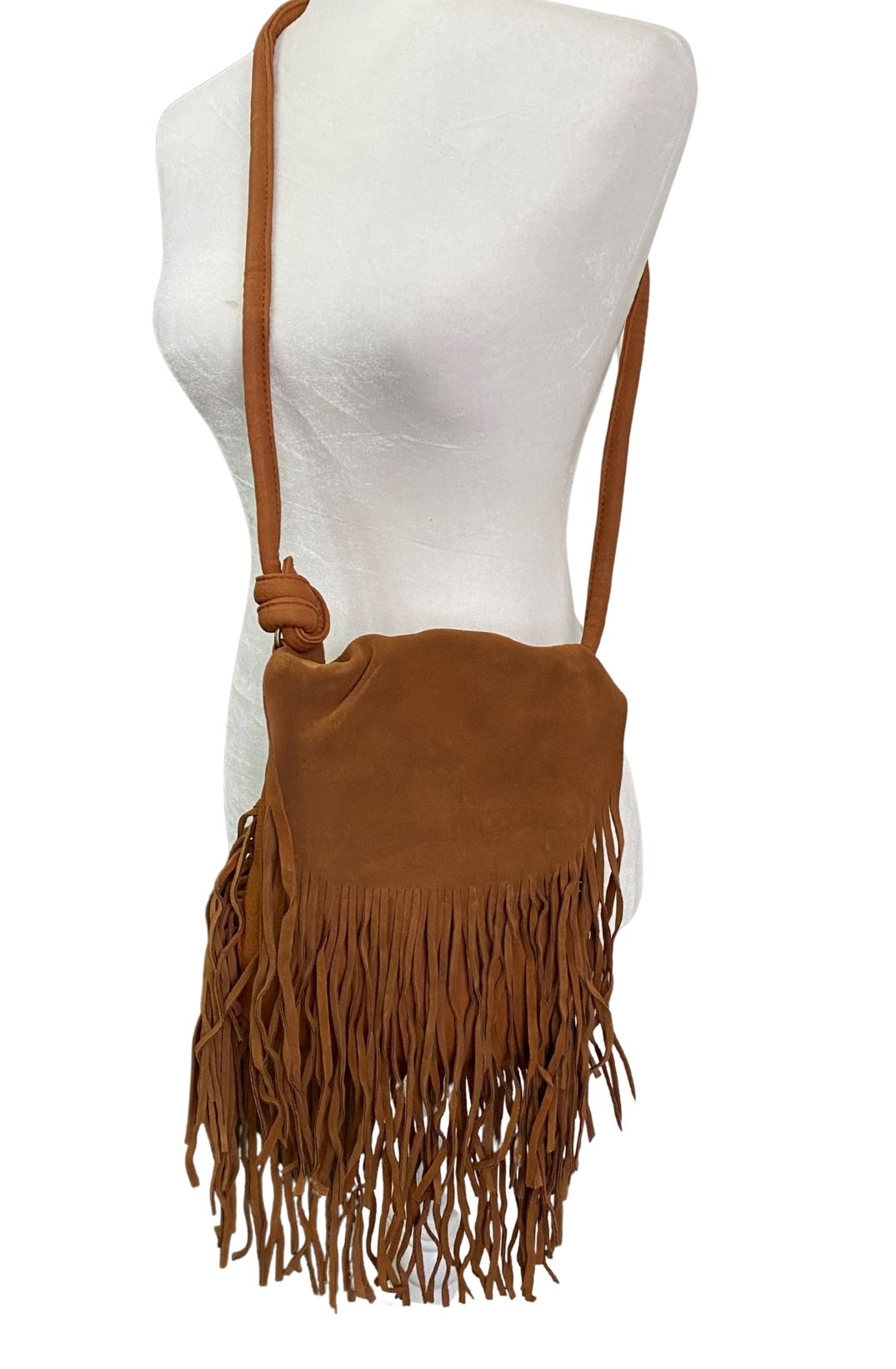Leather Brown Fringe Crossbody Bag