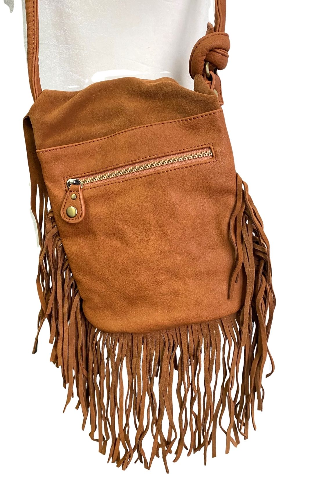 Leather Brown Fringe Crossbody Bag