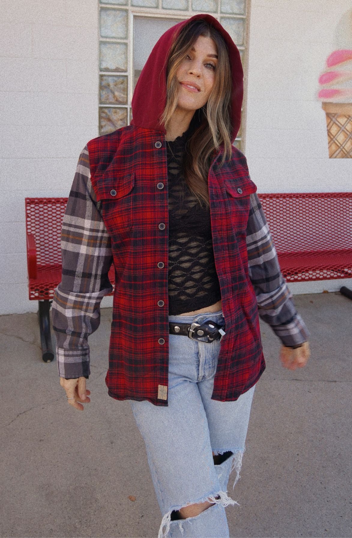 Reworked Vintage Hooded Flannel