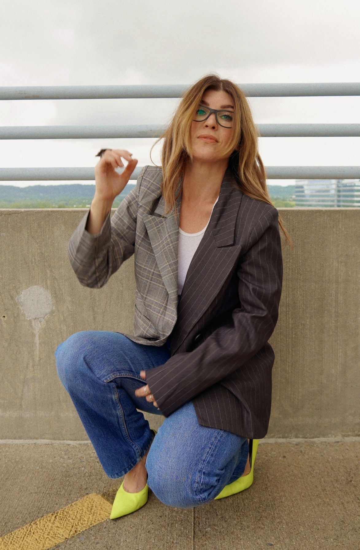 The Color Block Plaid Blazer