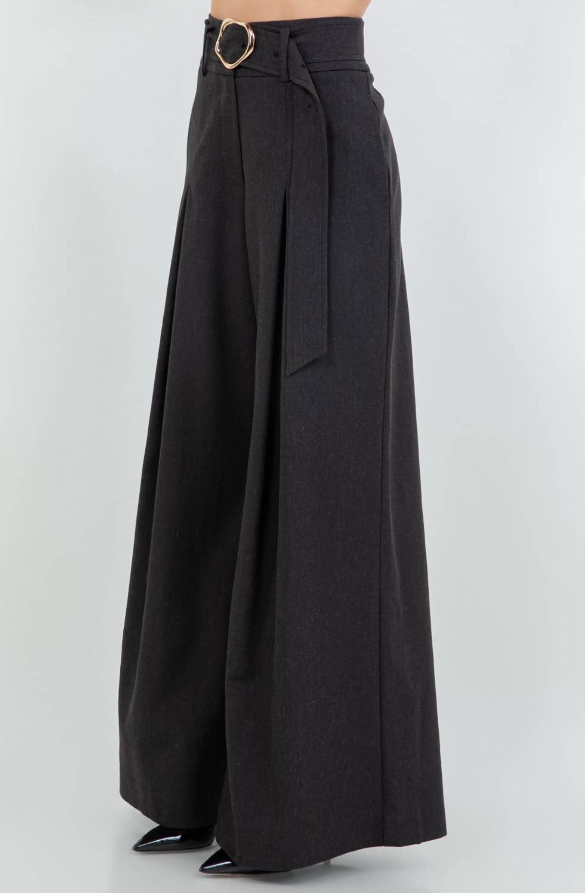 Wide Leg Pleated Trousers