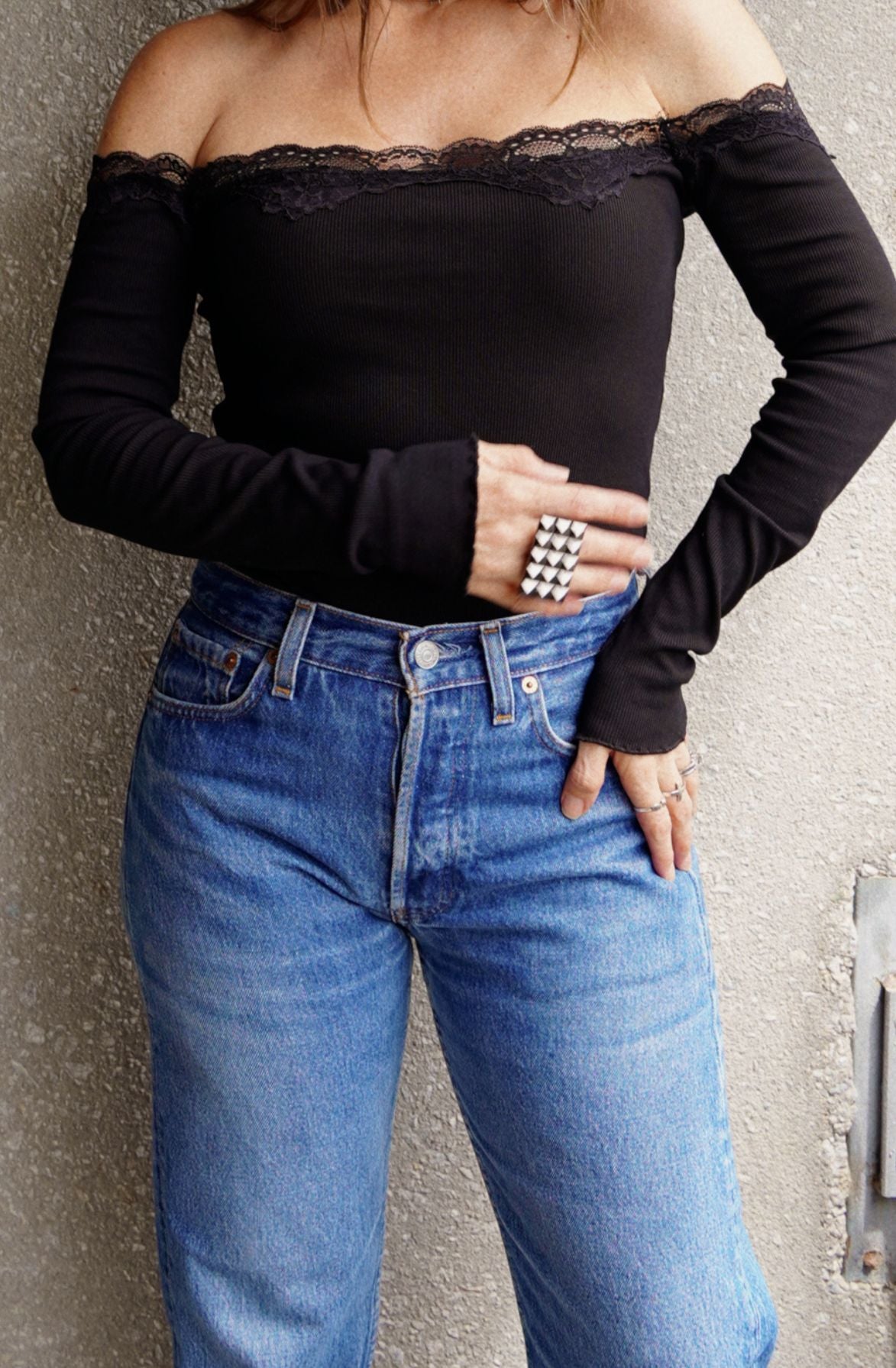 The Whitney Gunmetal Studded Ring