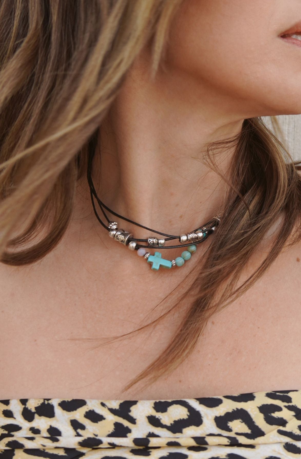 Turquoise Cross Choker