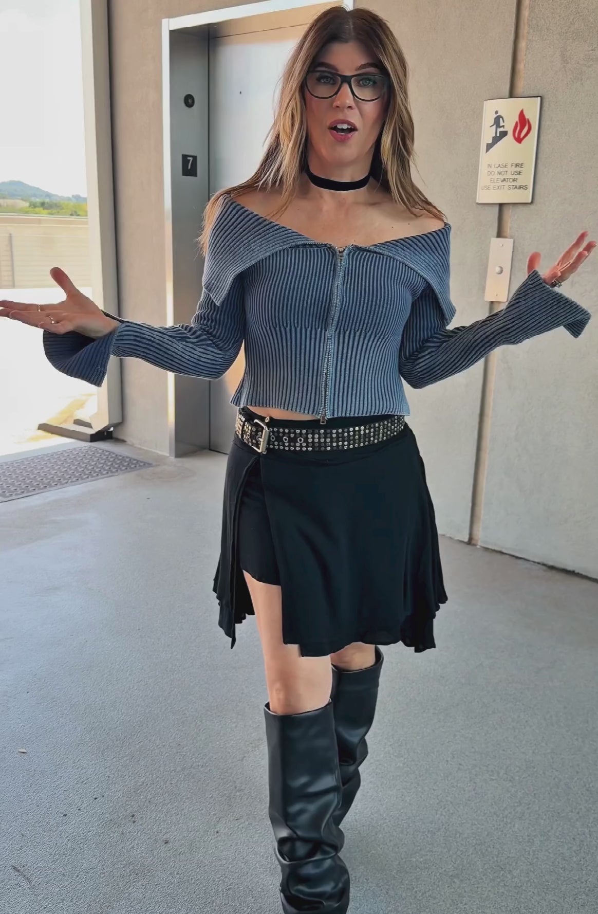 Mineral Wash Off Shoulder Zip Sweater