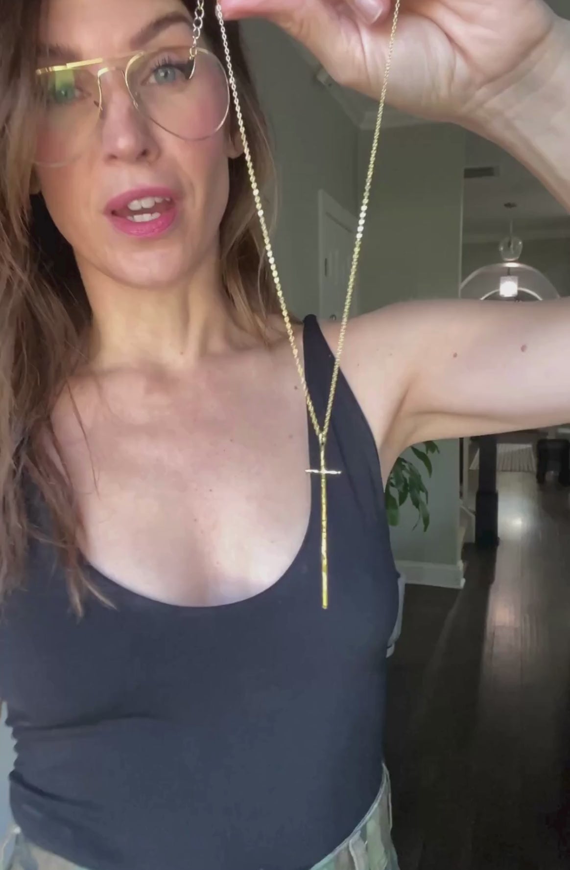 Hammered Gold Cross Necklace