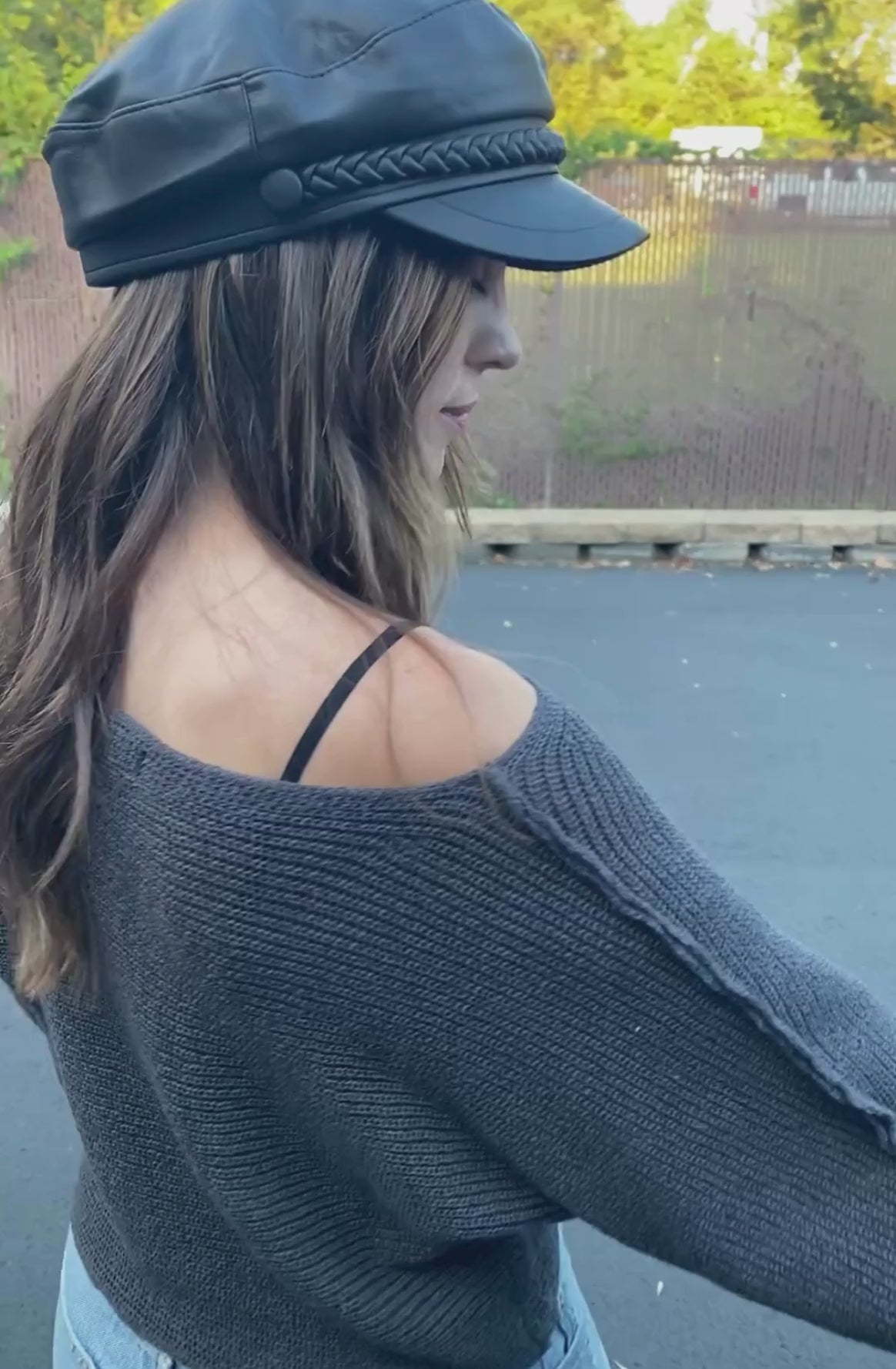 Charcoal Off-Shoulder Sweater