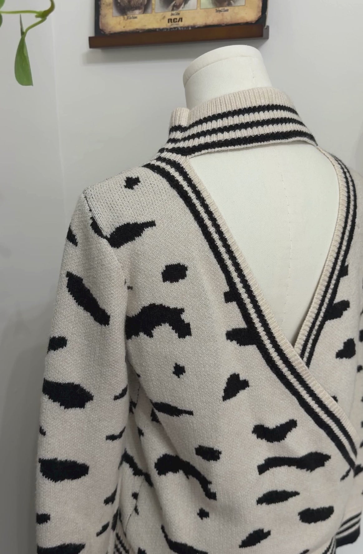 Animal Print Open Back Sweater